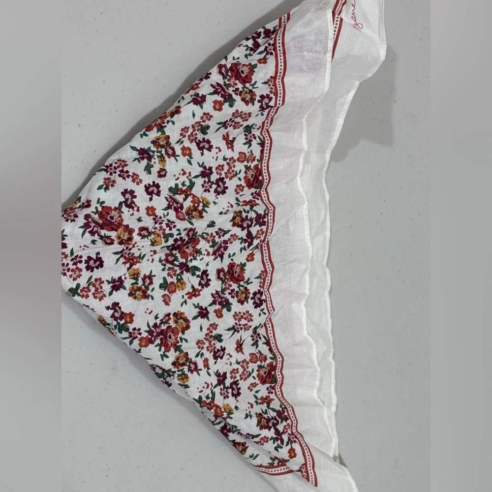 Sezane Floral Face Mask - White and Burgundy